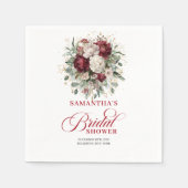 Minimale bordeauxfarbene Blumen-Hochzeitsshower-Se Serviette (Vorderseite)