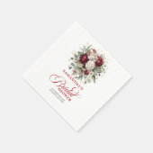 Minimale bordeauxfarbene Blumen-Hochzeitsshower-Se Serviette (Ecke)