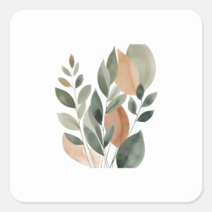 Minimale botanische Blattmuster Quadratischer Aufkleber