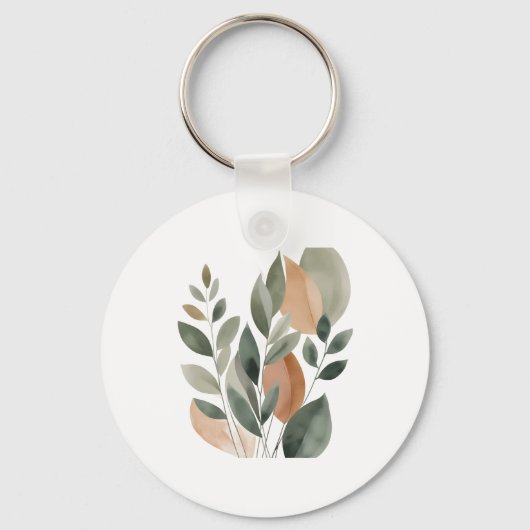Minimale botanische Blattmuster Schlüsselanhänger (Vorderseite)