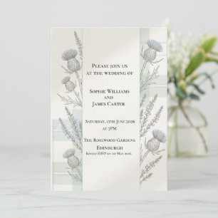 Minimale botanische Distel-Lavendel-Schottische Ho Einladung