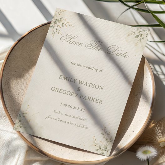 Minimale botanische Eleganz Save The Date
