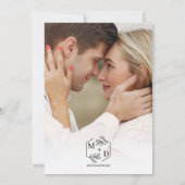 Minimale Botanische Foto-Monogramm-Hochzeit Einladung (Rückseite)