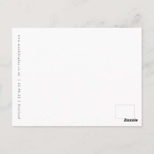 Minimale botanische Hochzeit rettet das Datum Postkarte (Rückseite)
