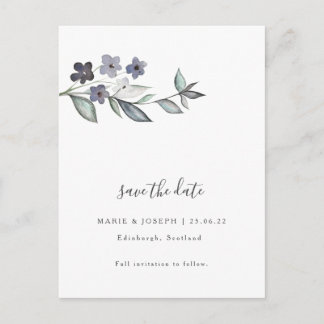 Minimale botanische Hochzeit rettet das Datum Postkarte