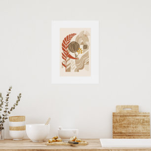 Minimale botanische Landschaft   Boho Mitte des Ja Poster