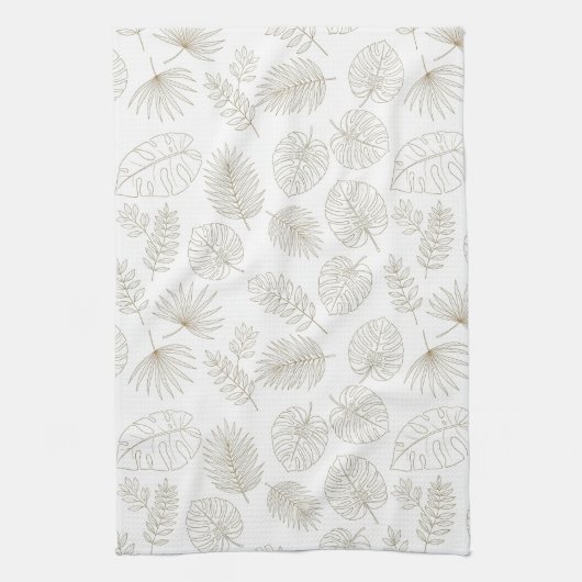 Minimale botanische Line-Art-Muster (5) Geschirrtuch (Vertikal)