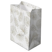 Minimale botanische Line-Art-Muster (5) Mittlere Geschenktüte (Rückseite Schrägansicht)
