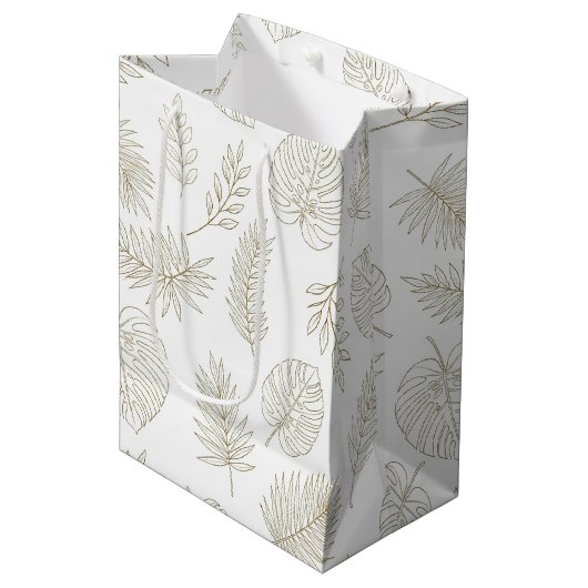 Minimale botanische Line-Art-Muster (6) Mittlere Geschenktüte (Vorderseite Schrägansicht)