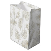Minimale botanische Line-Art-Muster (6) Mittlere Geschenktüte (Rückseite Schrägansicht)