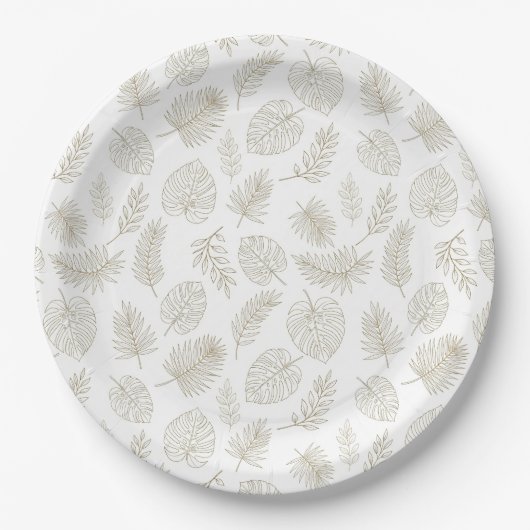Minimale botanische Line-Art-Muster (6) Pappteller (Vorderseite)