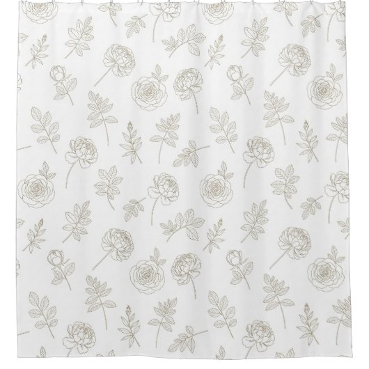 Minimale botanische Line-Art-Muster (8) Duschvorhang (Vorderseite)