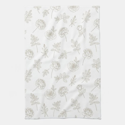 Minimale botanische Line-Art-Muster (8) Geschirrtuch (Vertikal)