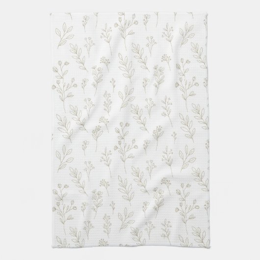 Minimale botanische Line-Art-Muster (9) Geschirrtuch (Vertikal)