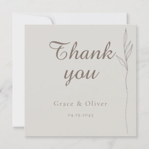 Minimale Botanische Linie Art Hochzeit Danke Karte