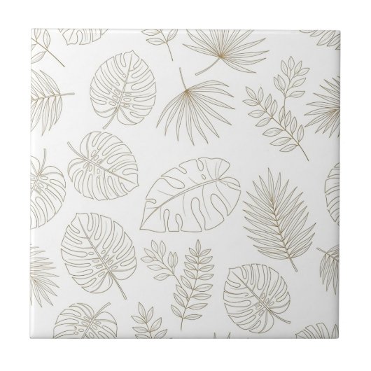 Minimale botanische Linienkunst-Muster (4) Fliese (Vorderseite)