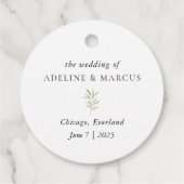 Minimale Botanische Monogramm-Gastgeschenk Hochzei Geschenkanhänger (Rückseite)