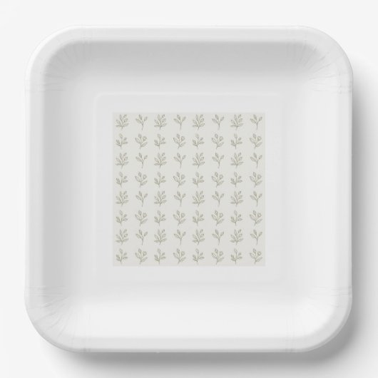 Minimale Botanische Pappteller im Quadratformat (Vorderseite)