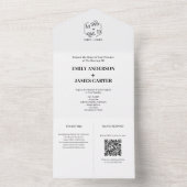 Minimale botanische QR-Code-Monogramm-Hochzeit All In One Einladung (Innen)