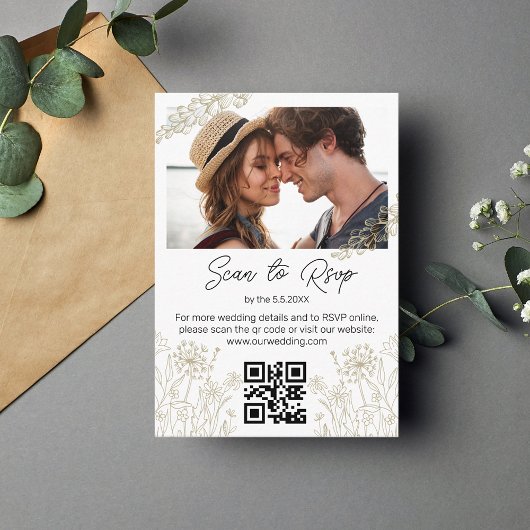 minimale botanische qr Code uAwg Hochzeit Begleitkarte