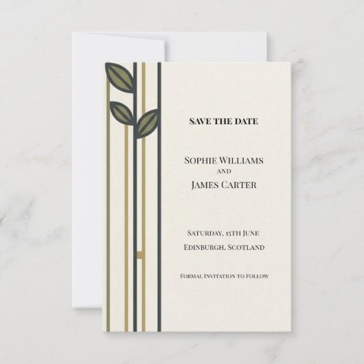 Minimale botanische Save-the-Date-Karte Save The Date (Vorderseite)