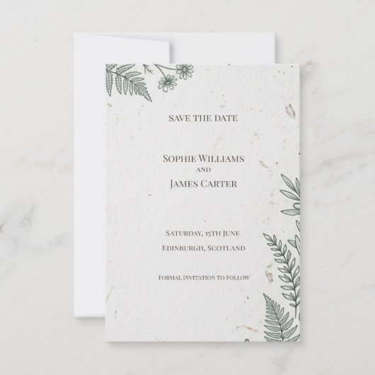 Minimale botanische Save-the-Date-Karte Save The Date (Vorderseite)