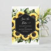 Minimale Botanische Sonnenblumenhochzeit Save The Date (Stehend Vorderseite)