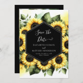 Minimale Botanische Sonnenblumenhochzeit Save The Date (Vorne/Hinten)