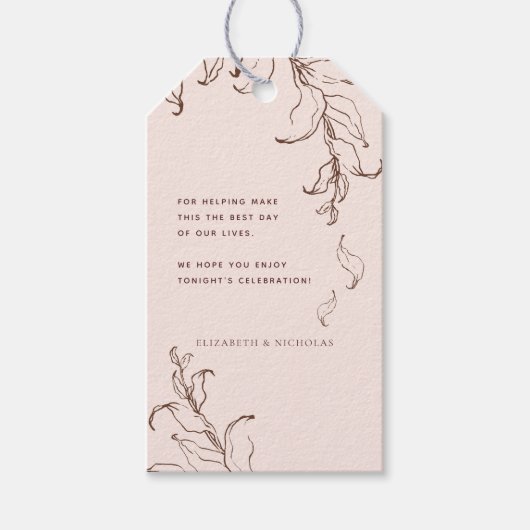 Minimale Botanische Terracotta Hochzeit Vielen Dan Geschenkanhänger (Vorderseite)