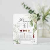 Minimale botanische Text Script Bridesmaid Info-Ka (Stehend Vorderseite)