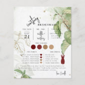 Minimale botanische Text Script Bridesmaid Info-Ka (Vorderseite)