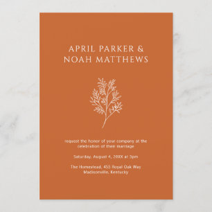 Minimale botanische Typografie Burnt Orange Einladung