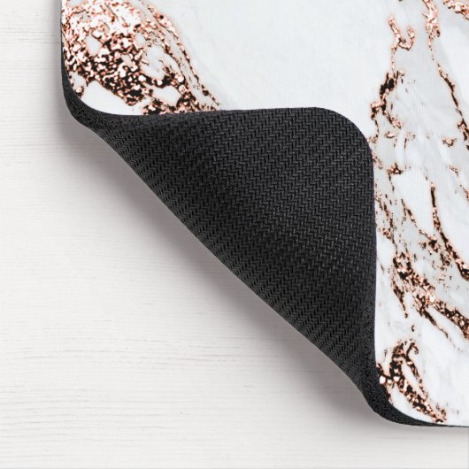 Minimale Branding-Rose Gold Kupfermarmor Weiß Mousepad (Ecke)