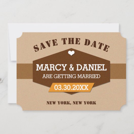 Minimale braune Retro-Design-Save the Date-Karte Save The Date (Vorderseite)
