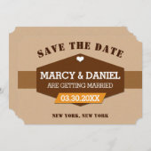 Minimale braune Retro-Design-Save the Date-Karte Save The Date (Vorne/Hinten)
