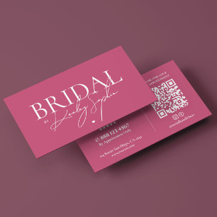 Minimale Braut Hochzeits-Stylistin Elegantes Rosa Visitenkarte