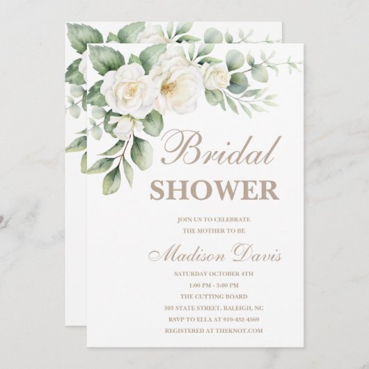 Minimale Brautdusche Einladung (Vorne/Hinten)