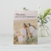 Minimale Brautjungfer-Fotokarte Karte (Stehend Vorderseite)