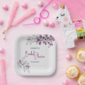 Minimale Brautparty Lila Berries Blätter Pappteller (Party)