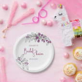 Minimale Brautparty Lila Berries Blätter Pappteller