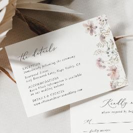 Minimale Brautstrauß-Wildblumen-Hochzeitsdetails Begleitkarte