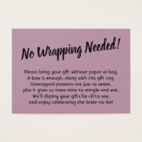 Minimale Bridal No Wrap Shower Mauve Geschenkkarte
