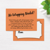 Minimale Bridal No Wrap Shower Orange Geschenkkart (Schreibtisch)
