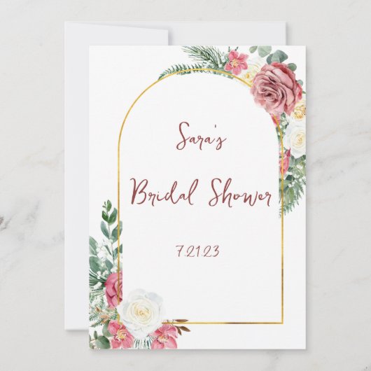 Minimale Brille im blutblutblütendem Brautparty Einladung (Rückseite)