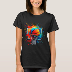 Minimale bunte Farben Spritz Basketball T-Shirt