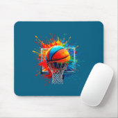 Minimale bunte Farbspritzer Basketball Mousepad (Mit Mouse)