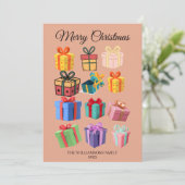 Minimale Bunte Geschenke Feiertagskarte (Stehend Vorderseite)