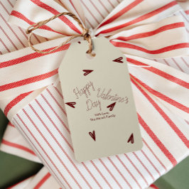 Minimale Burgund- und Creme-Herzen zum Valentinsta Geschenkanhänger