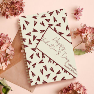 Minimale Burgund- und Creme-Herzen zum Valentinsta Notizblock