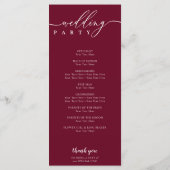 Minimale Burgundy Signature Script Hochzeit Zeremo Programm (Rückseite)
